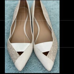 AERIN lizard leather flats gray and white flats